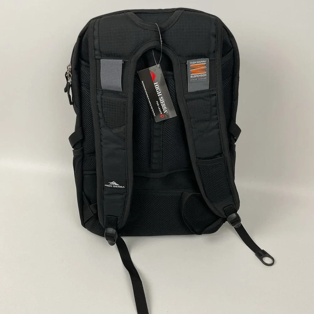 High Sierra Black Laptop Backpack Azek Logo Travel Work‎ School Bag New